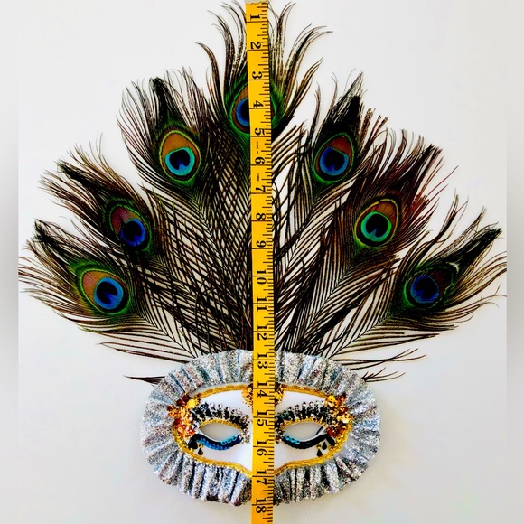 Eye mask costume Carnevale,Masquerade Embellished eye mask feathers Madi Gras OS - Picture 5 of 13